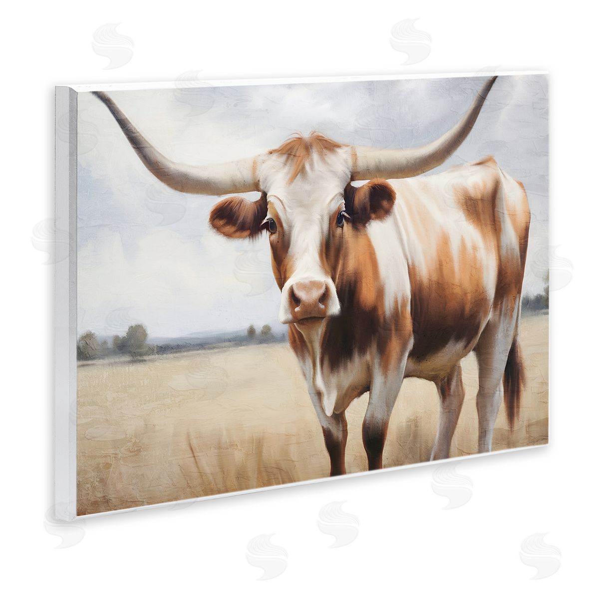 Kim Allen Spotted Brown Longhorn Wooden Wall Plaque Art Print
