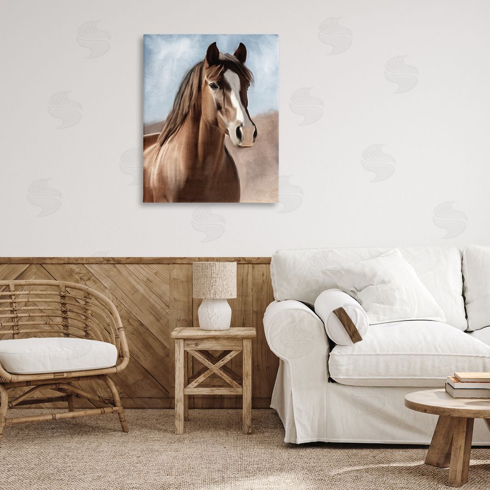 Kim Allen Brown Horse Closeup Canvas Wall Art Print in Room