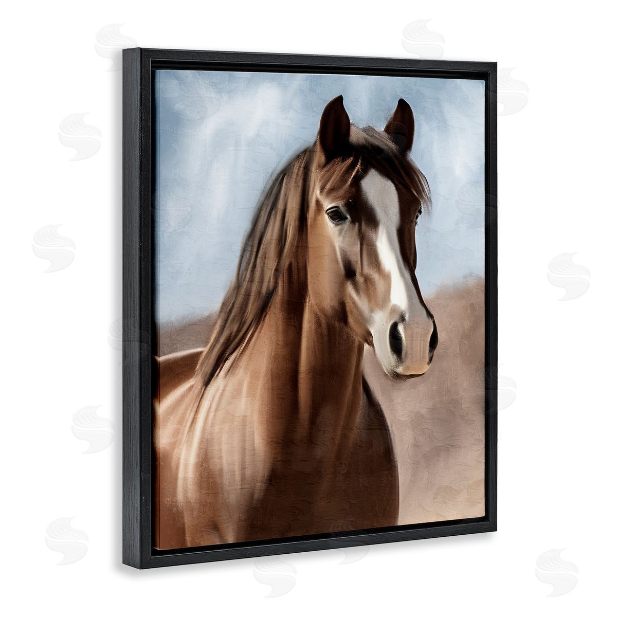 Kim Allen Brown Horse Closeup Black Floating Frame Canvas Wall Art Print