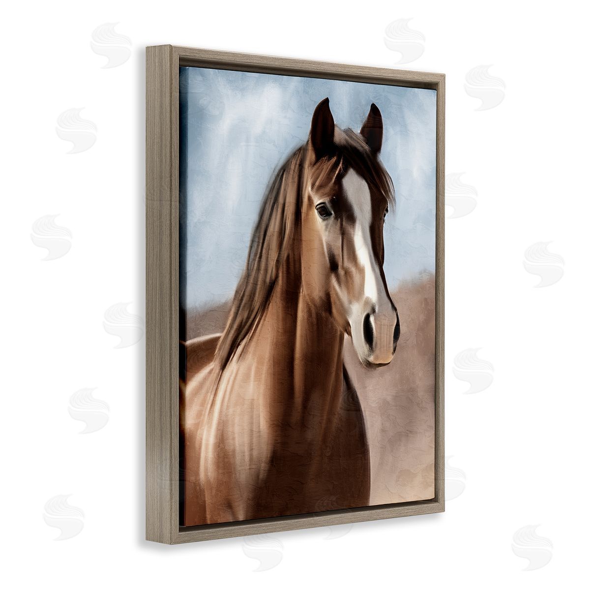 Kim Allen Brown Horse Closeup Brown Floating Frame Canvas Wall Art Print