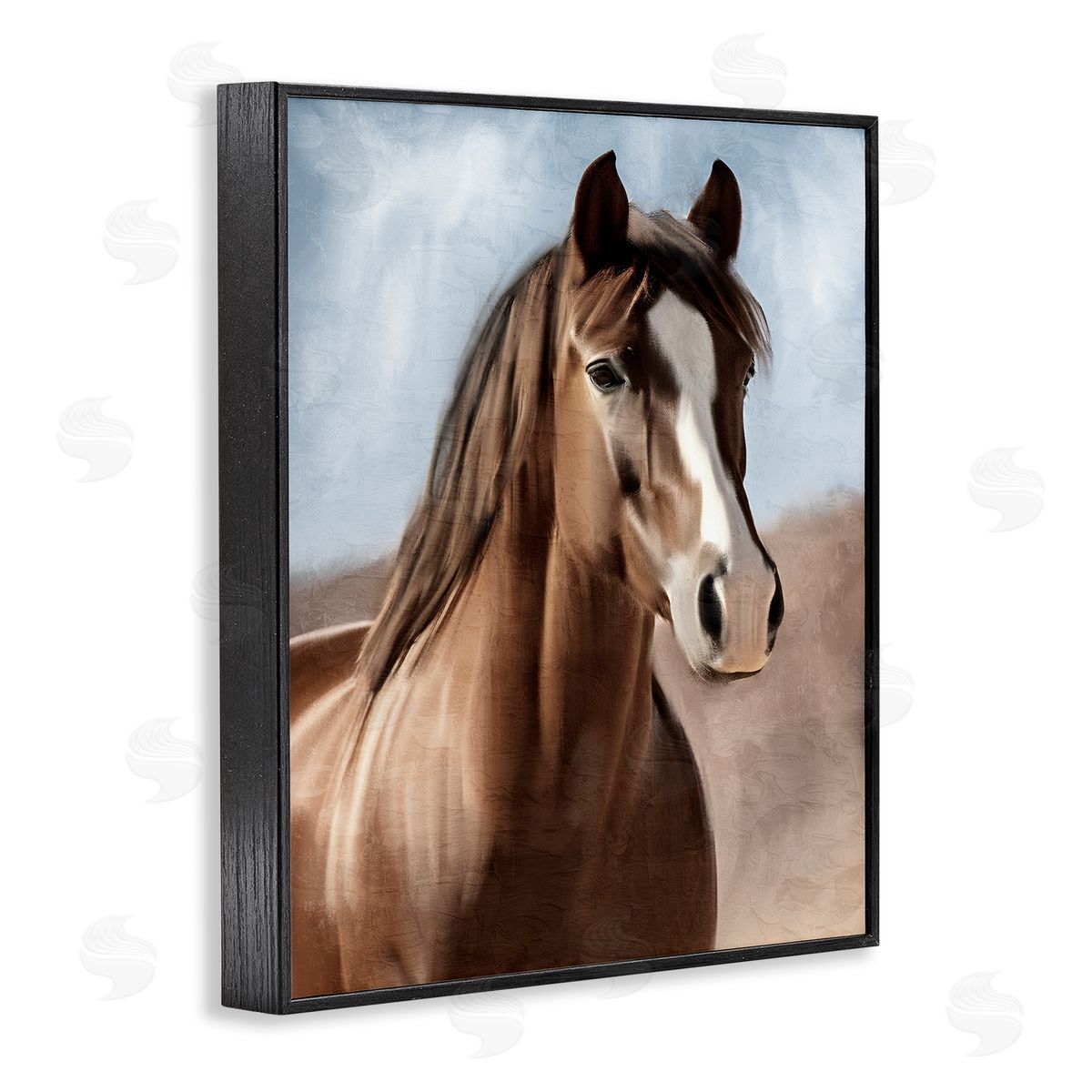 Kim Allen Brown Horse Closeup Black Framed Giclee Wall Art Print