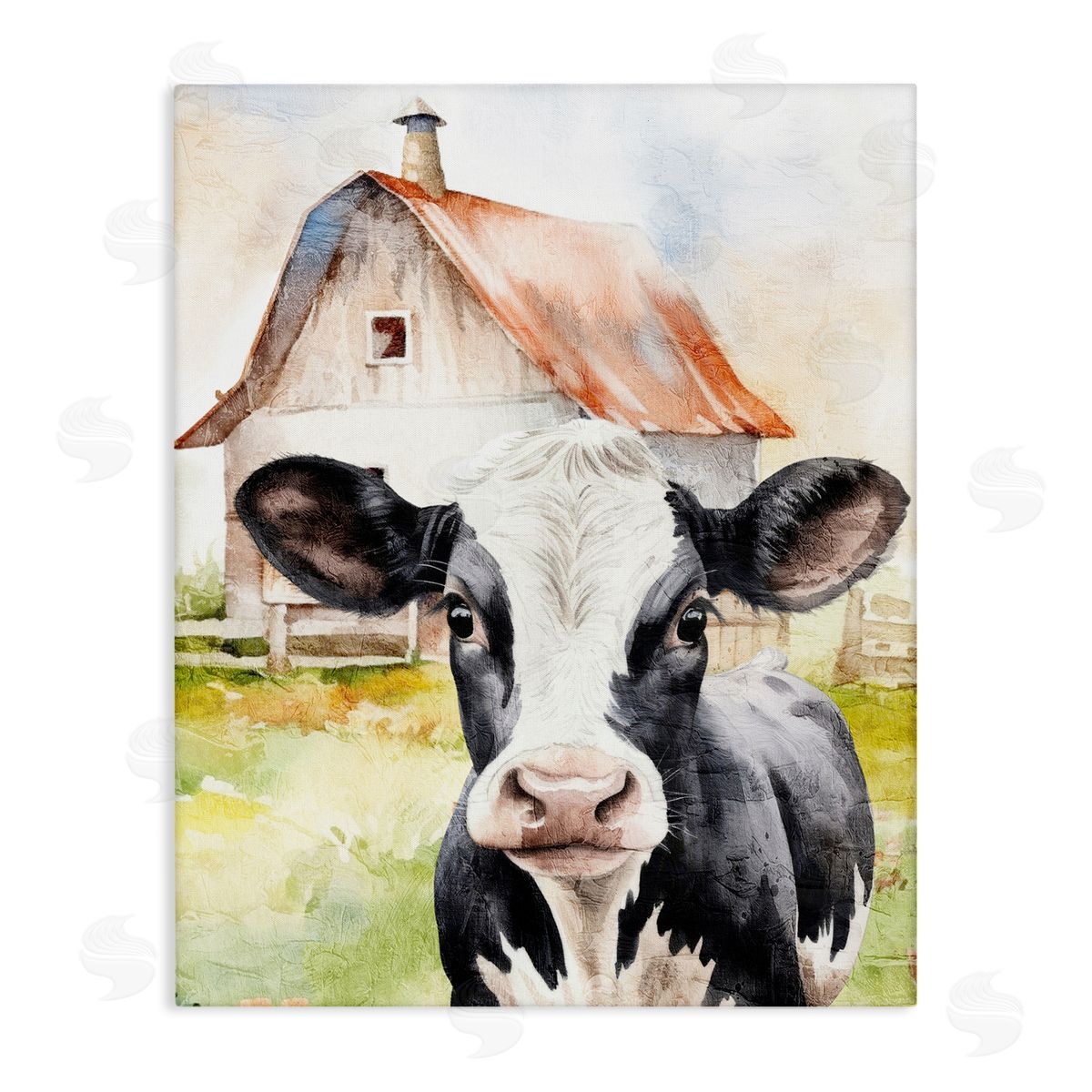 Kim Allen Cow Little at Farm Canvas Wall Art Print