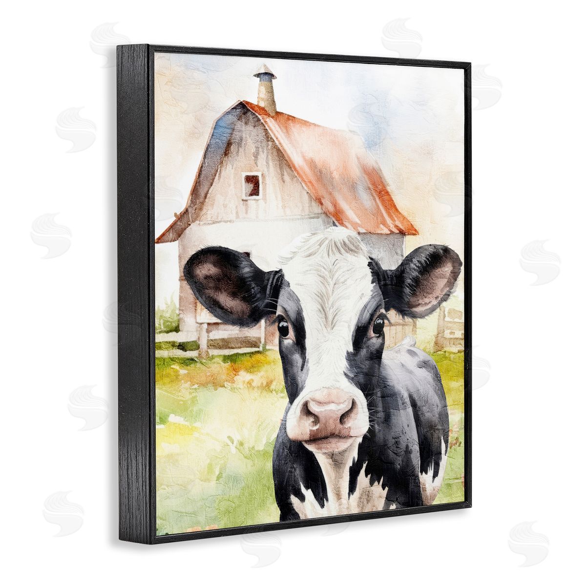 Kim Allen Cow Little at Farm Black Framed Giclee Wall Art Print