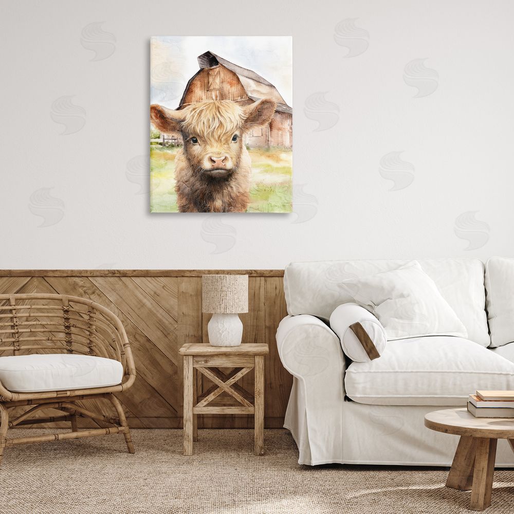 Kim Allen Cattle Little at Farm Canvas Wall Art Print in Room