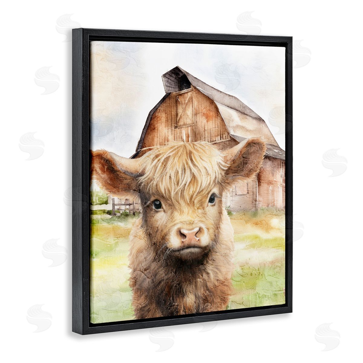 Kim Allen Cattle Little at Farm Black Floating Frame Canvas Wall Art Print