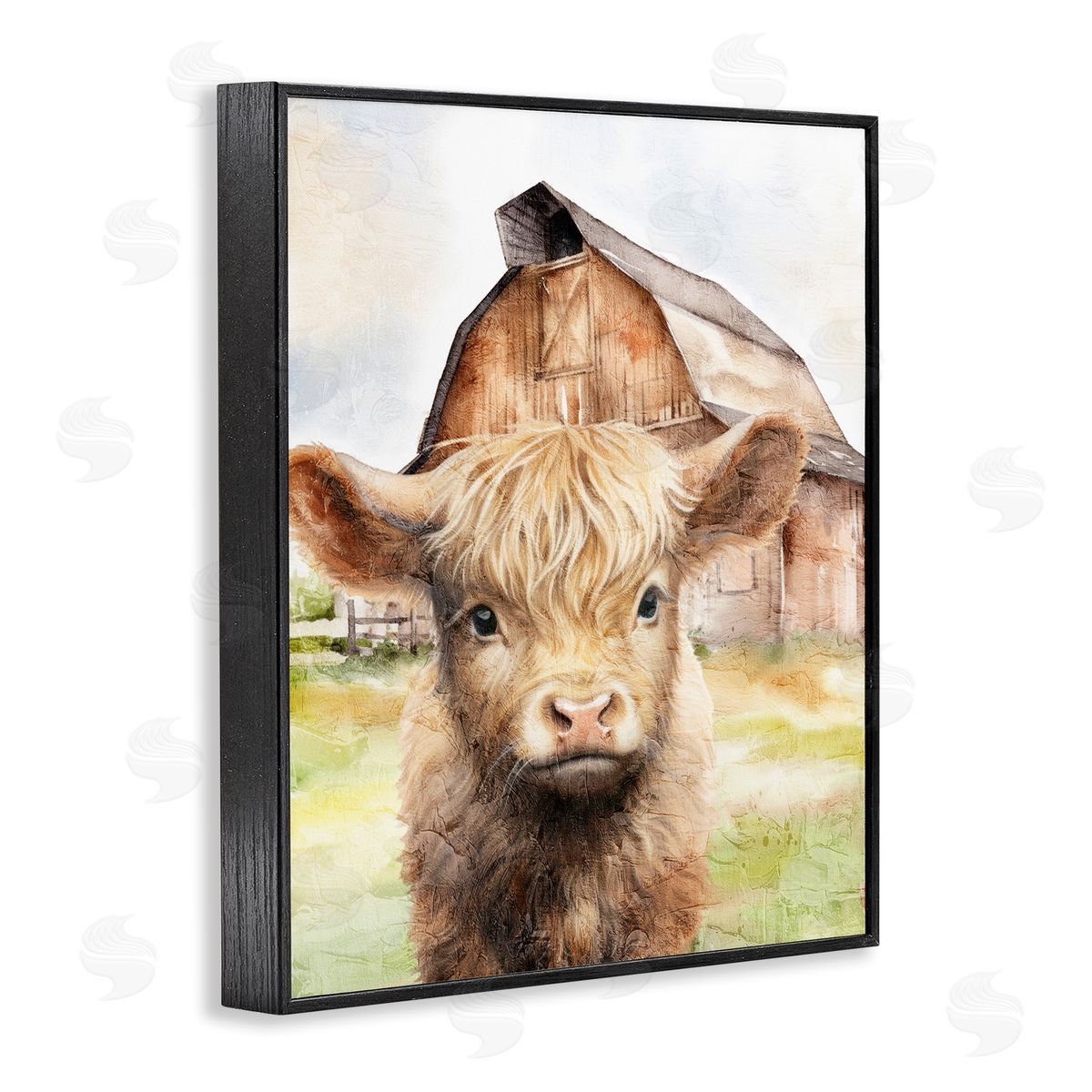 Kim Allen Cattle Little at Farm Black Framed Giclee Wall Art Print