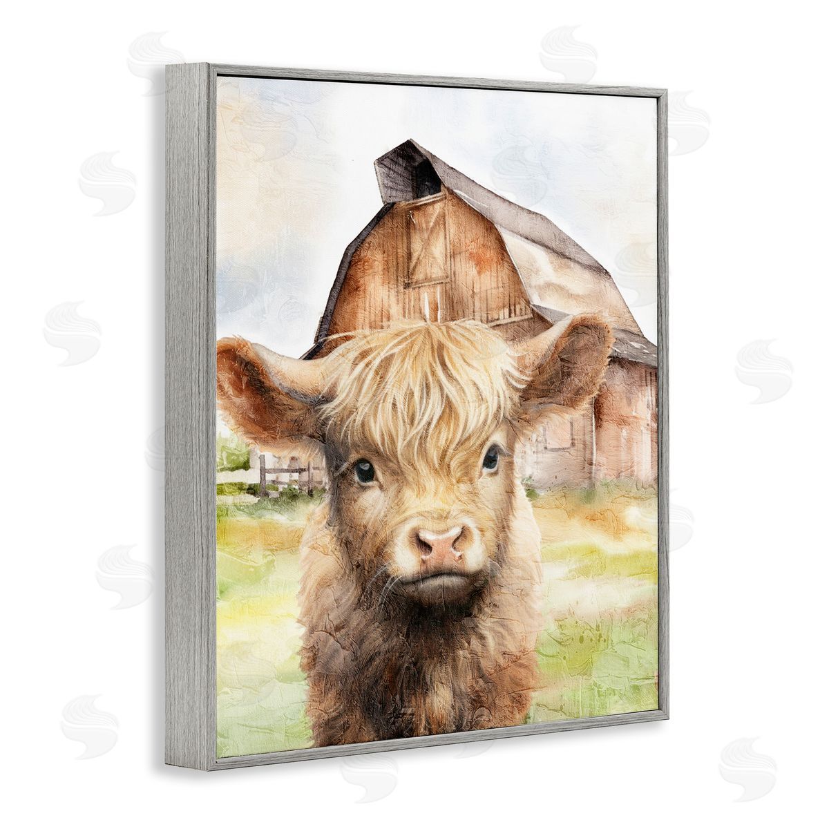 Kim Allen Cattle Little at Farm Gray Framed Giclee Wall Art Print