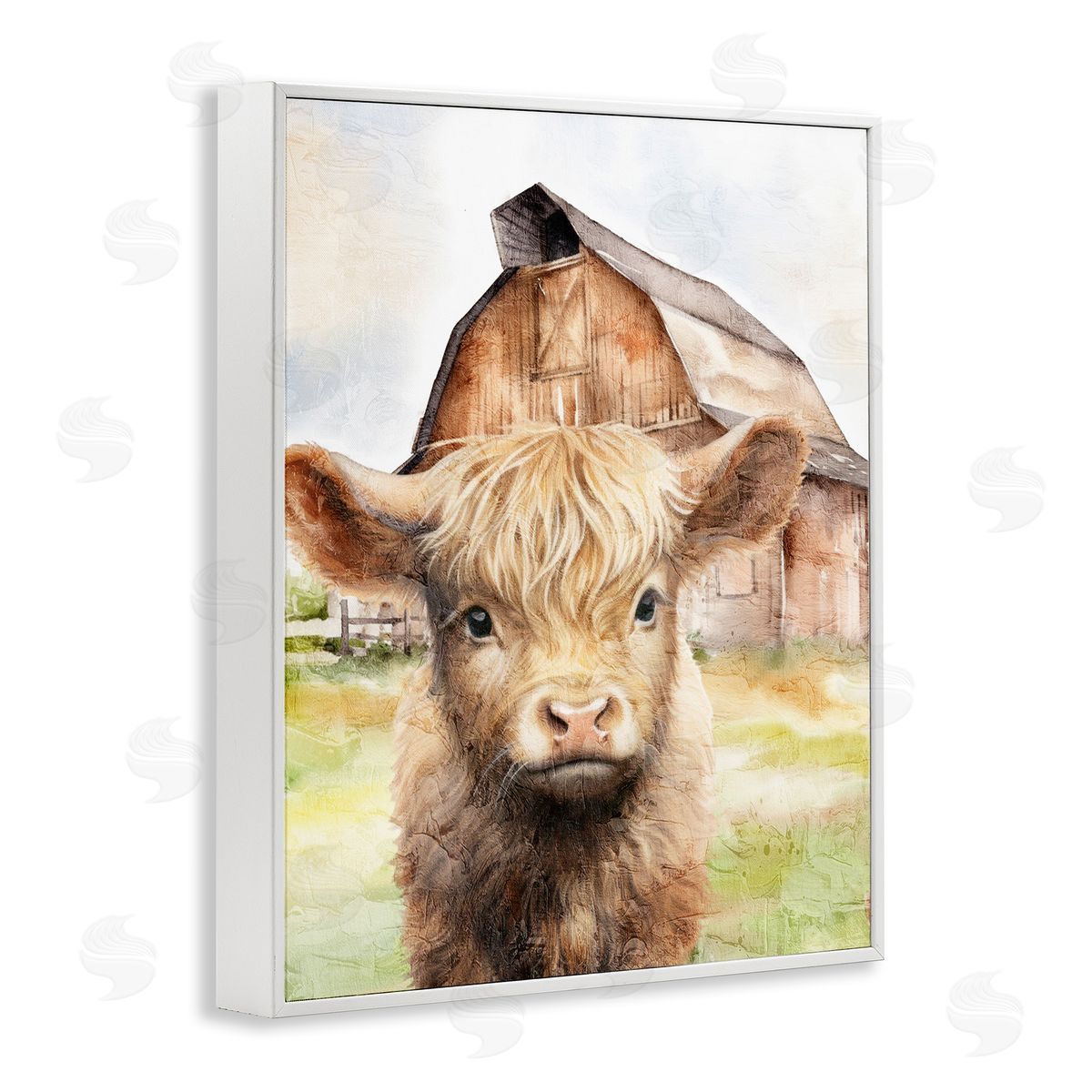 Kim Allen Cattle Little at Farm White Framed Giclee Wall Art Print