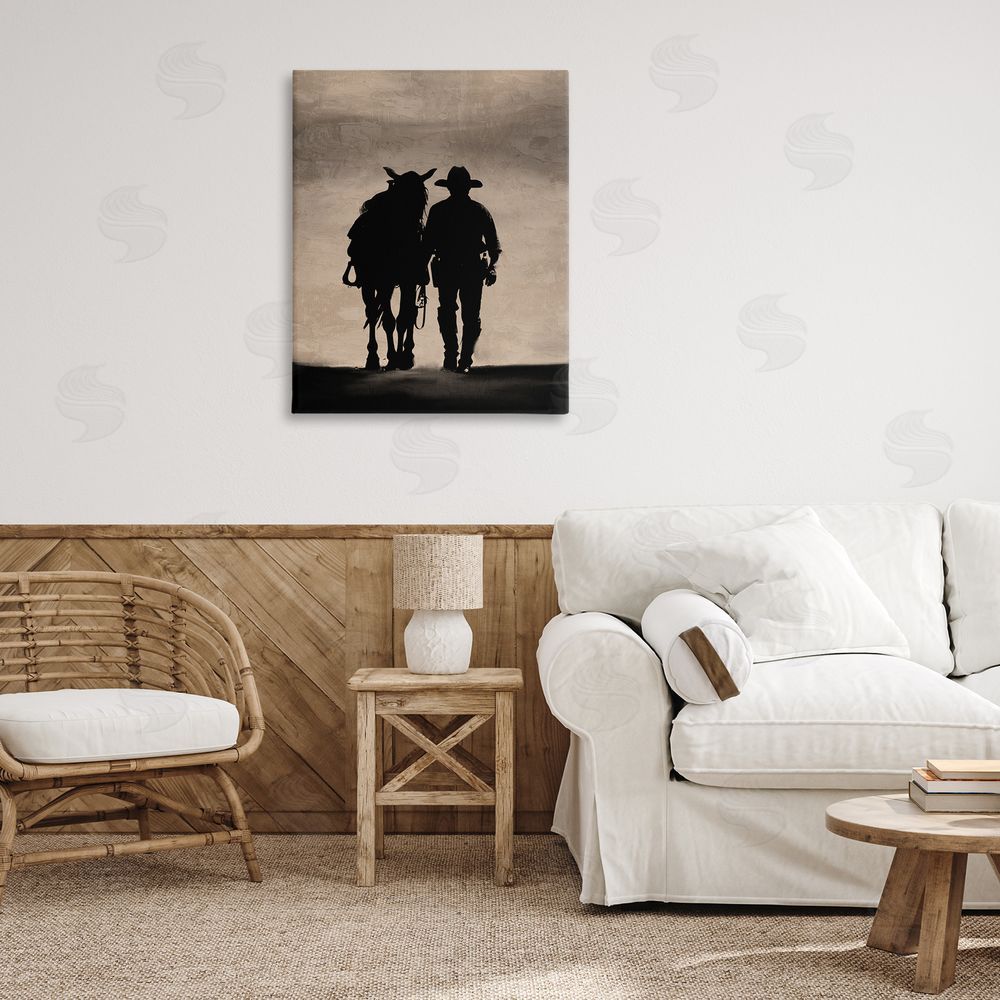 Kim Allen Best Friends Horse & Cowboy Canvas Wall Art Print in Room