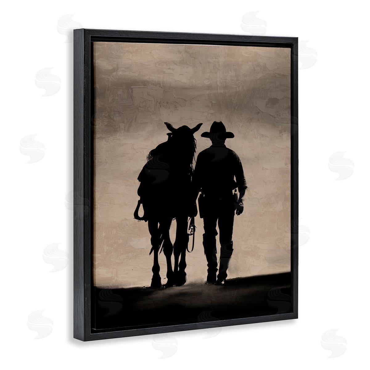 Kim Allen Best Friends Horse & Cowboy Black Floating Frame Canvas Wall Art Print