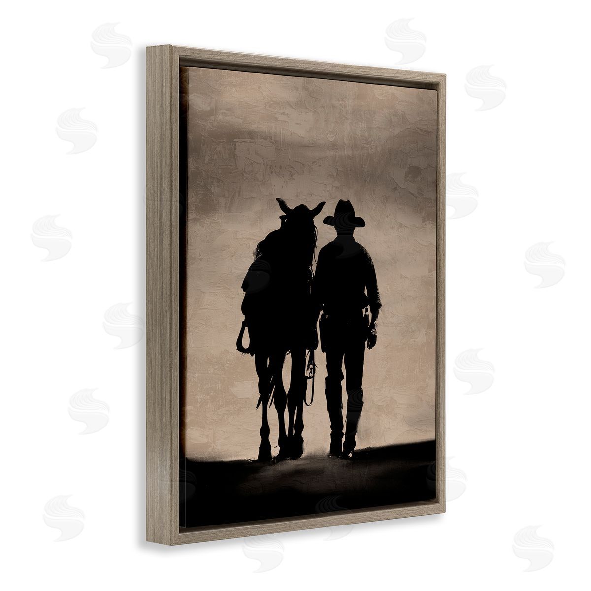 Kim Allen Best Friends Horse & Cowboy Brown Floating Frame Canvas Wall Art Print