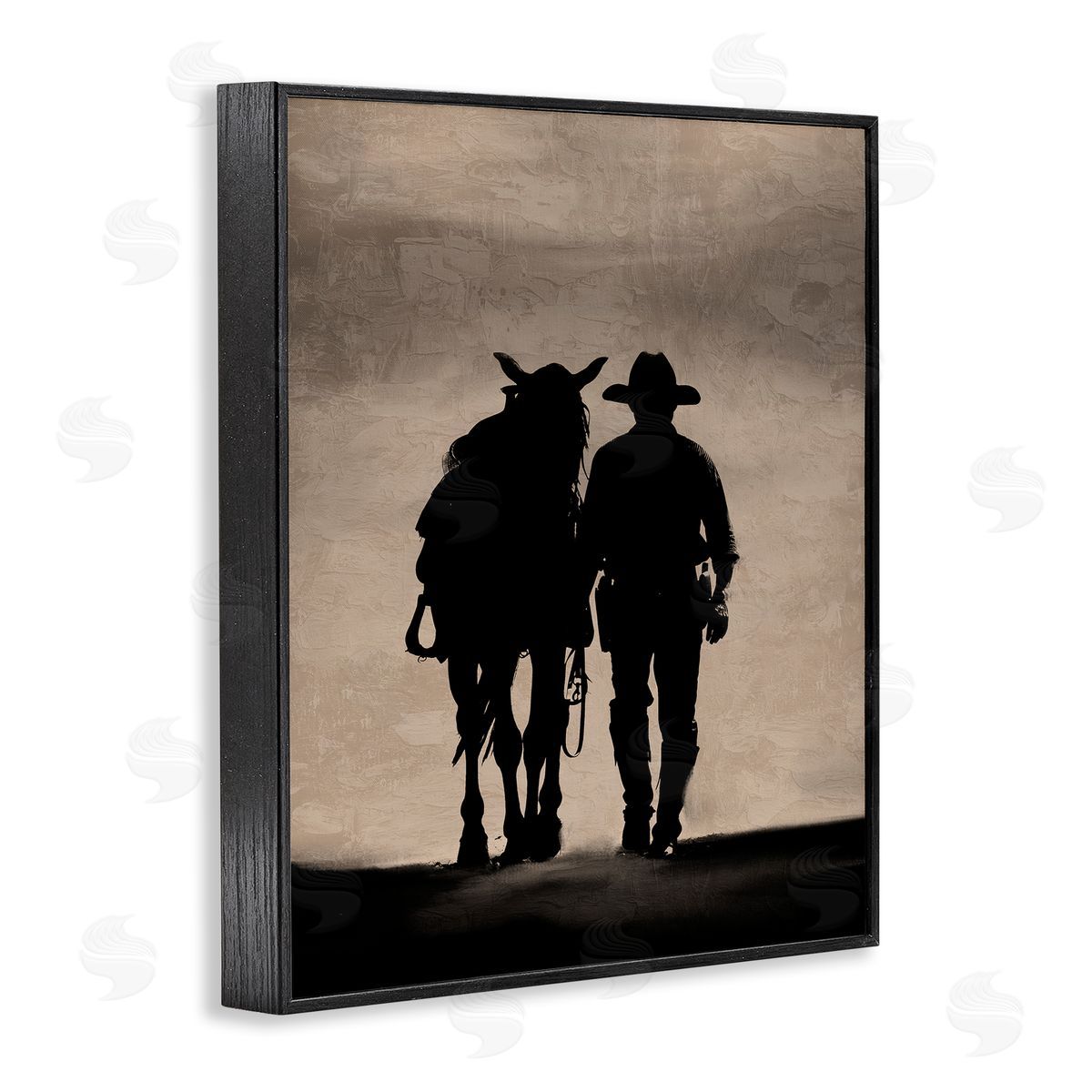 Kim Allen Best Friends Horse & Cowboy Black Framed Giclee Wall Art Print