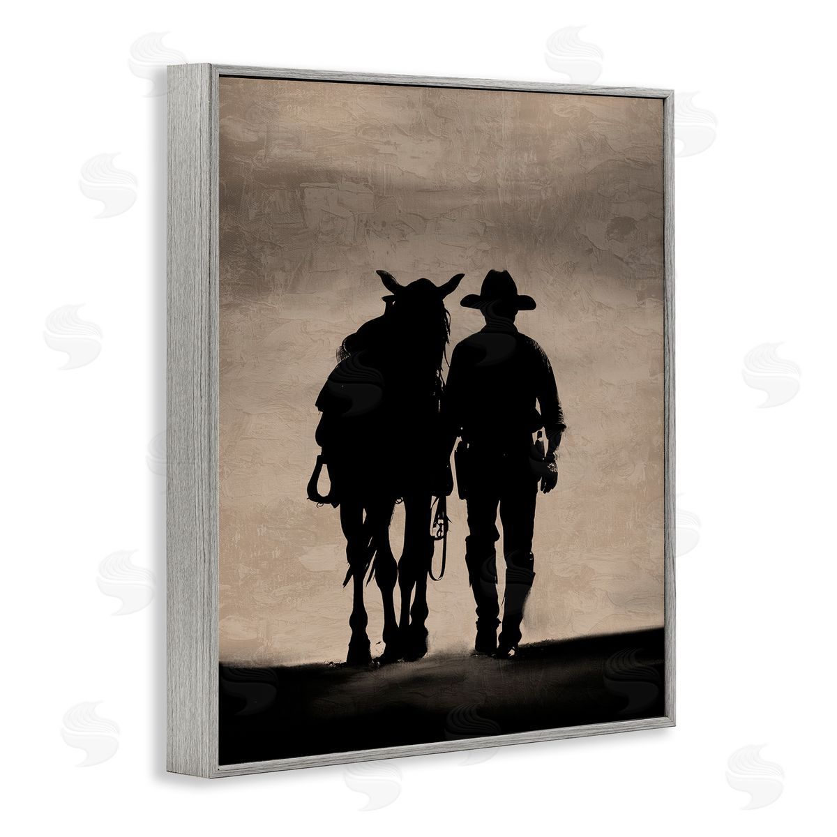 Kim Allen Best Friends Horse & Cowboy Gray Framed Giclee Wall Art Print