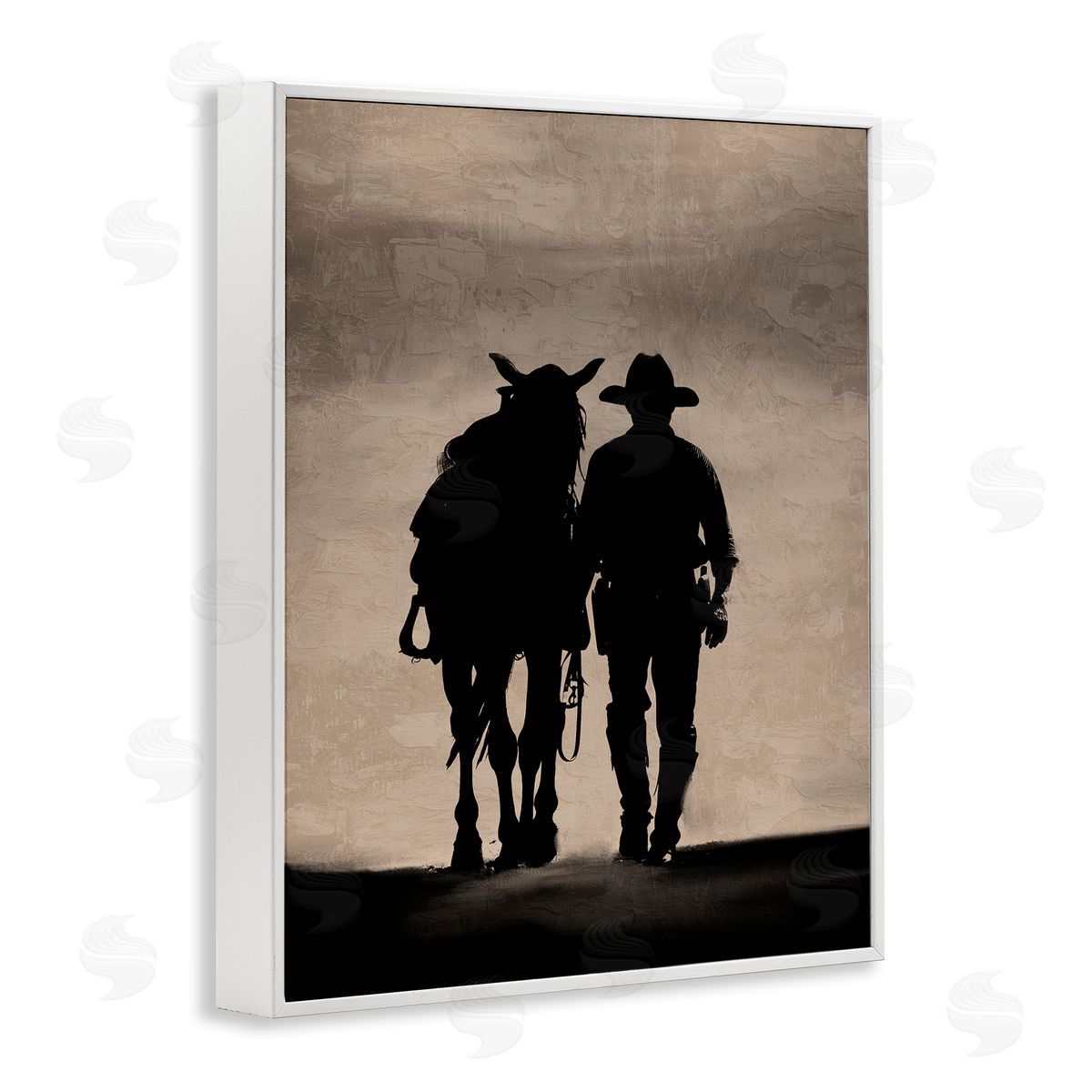 Kim Allen Best Friends Horse & Cowboy White Framed Giclee Wall Art Print