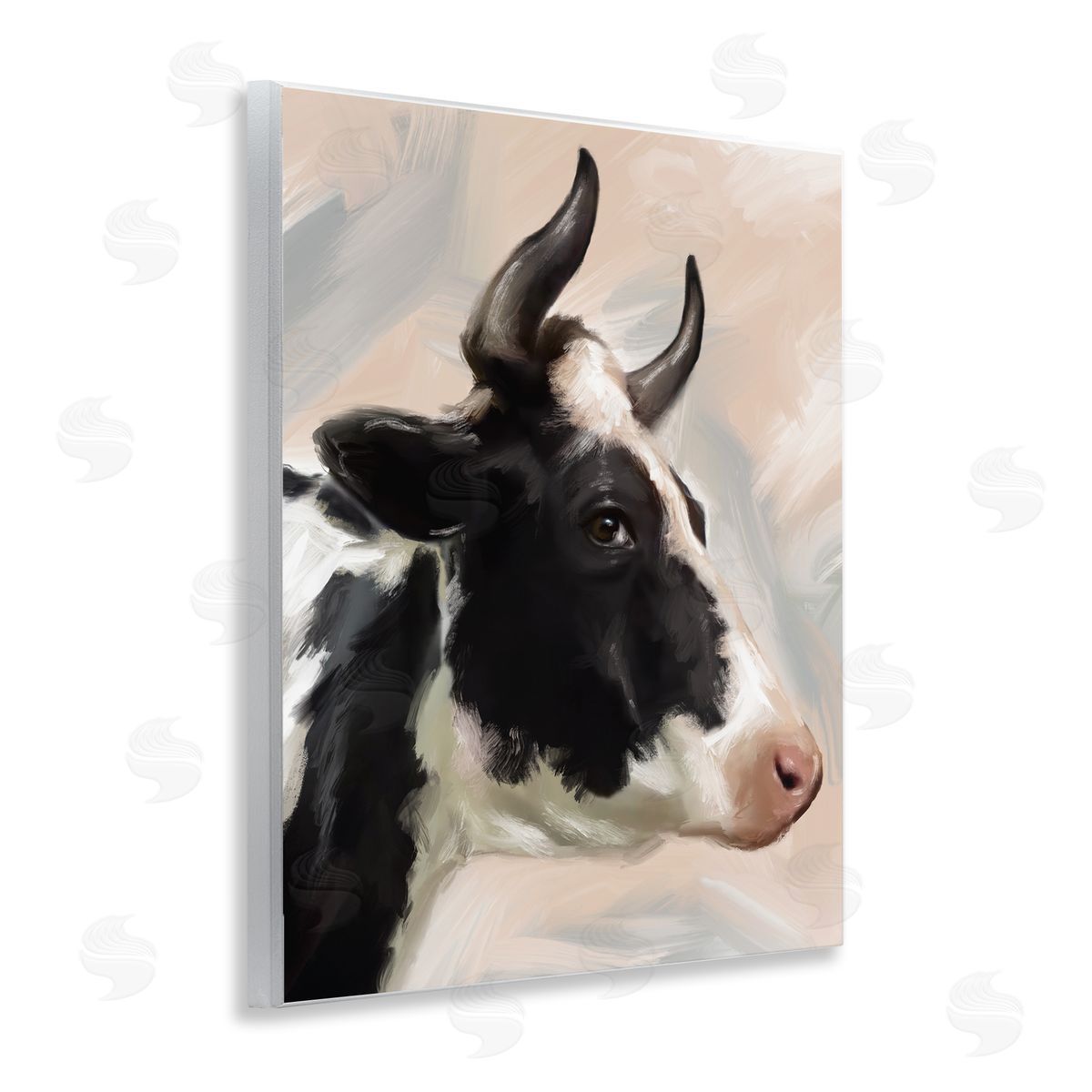 Matthew Piotrowicz Farm Cow with Horns Wooden Wall Plaque Art Print