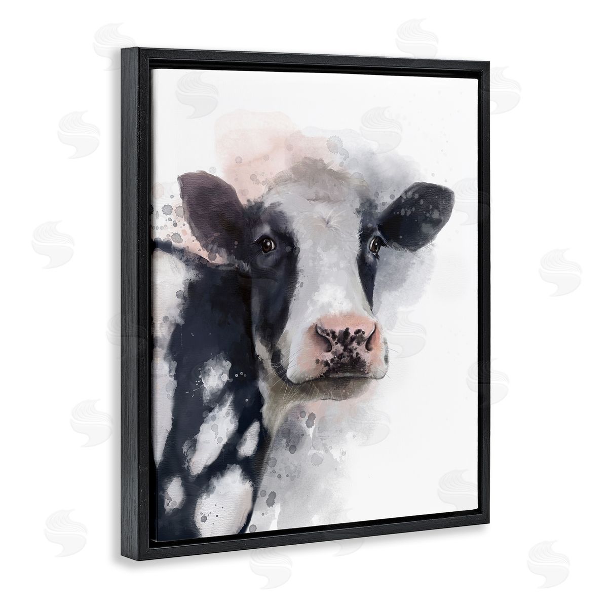 Matthew Piotrowicz Black & White Calf Black Floating Frame Canvas Wall Art Print