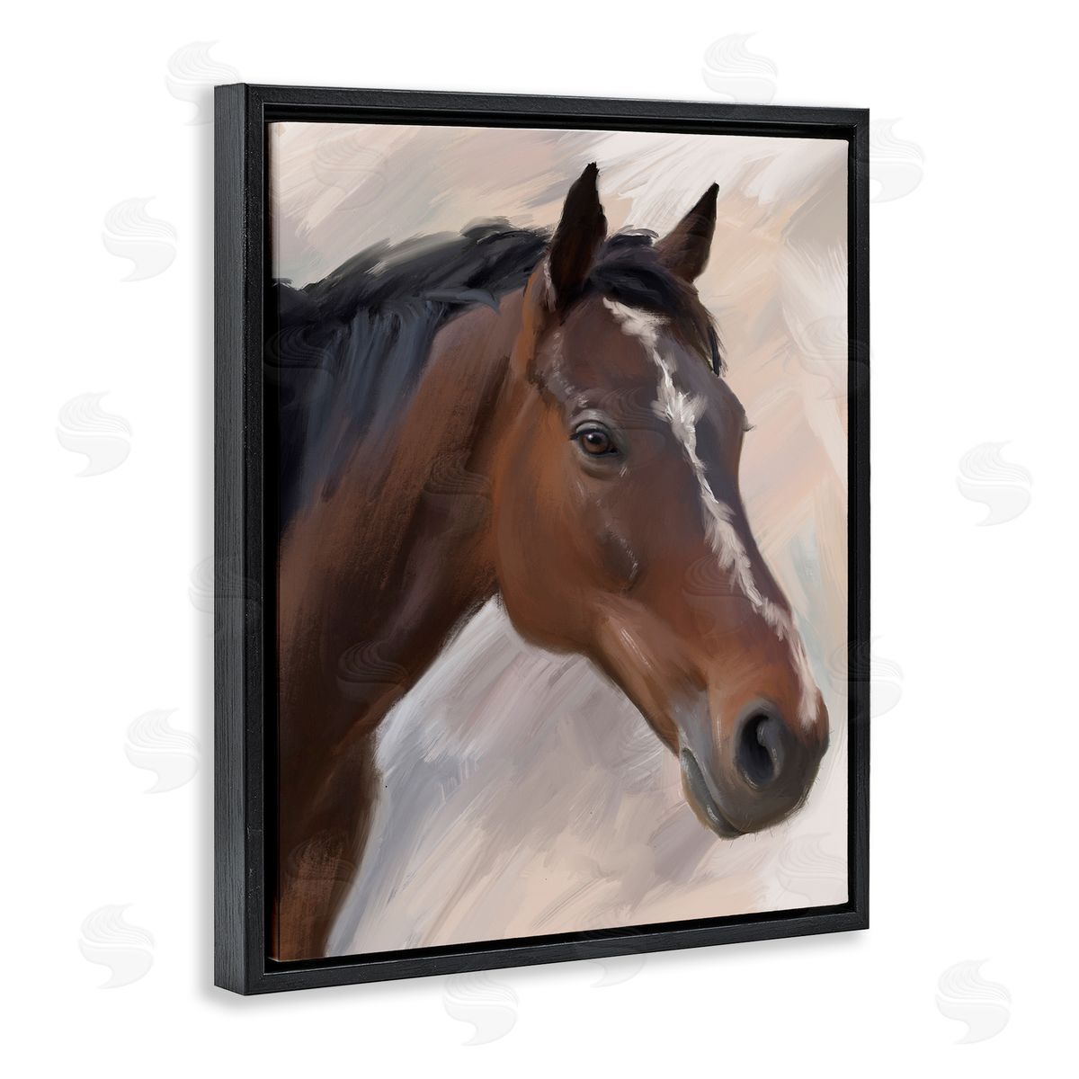 Matthew Piotrowicz Brown Farm Horse Black Floating Frame Canvas Wall Art Print