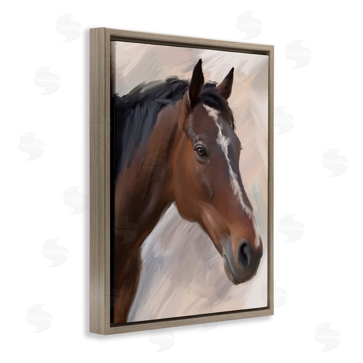 Matthew Piotrowicz Brown Farm Horse Brown Floating Frame Canvas Wall Art Print