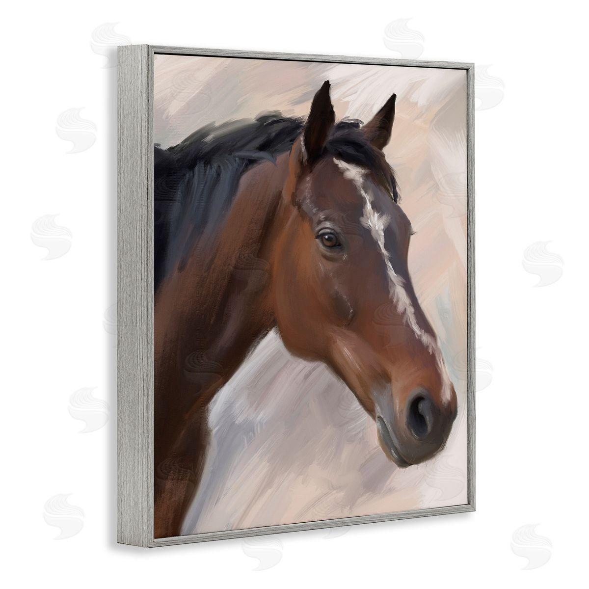 Matthew Piotrowicz Brown Farm Horse Gray Framed Giclee Wall Art Print