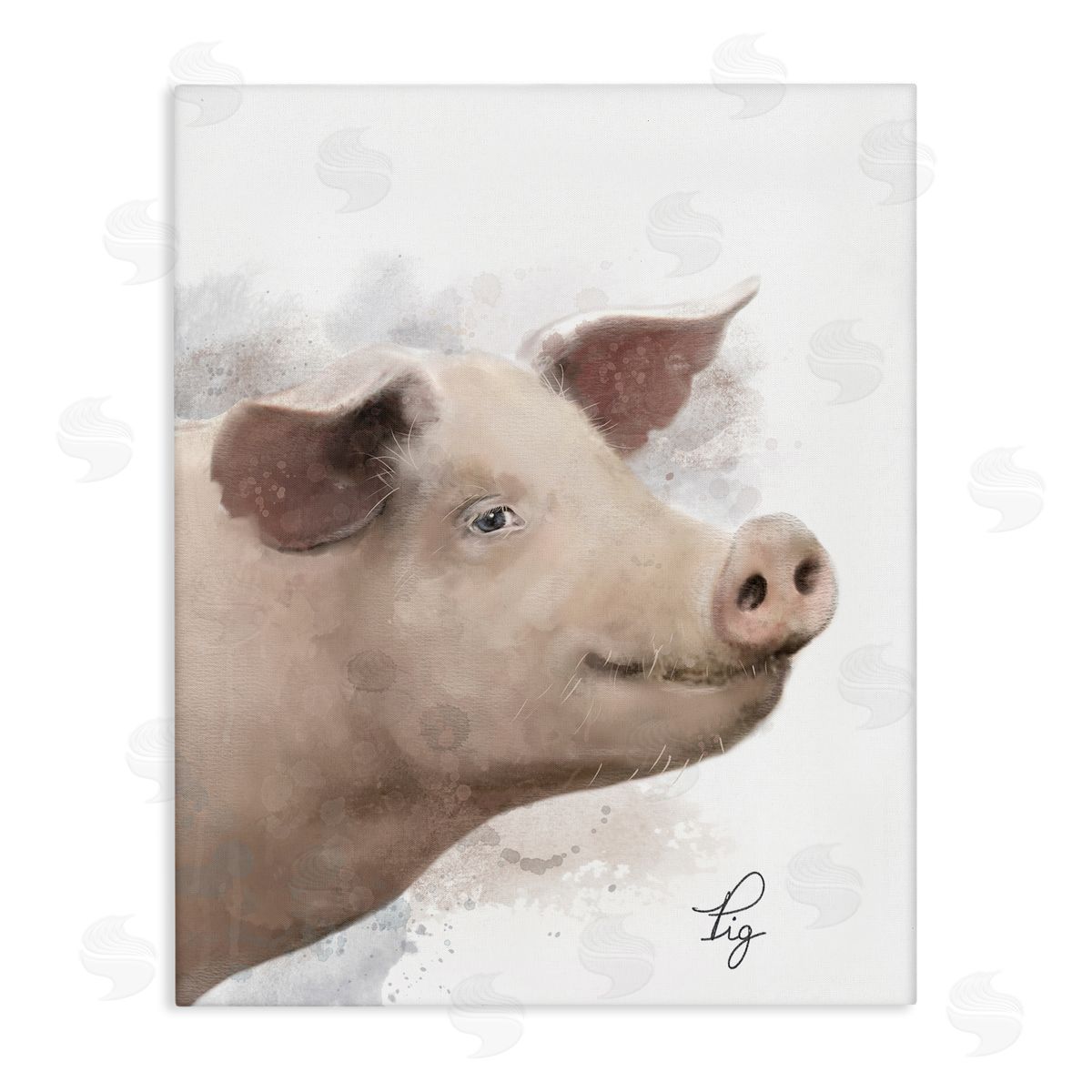 Matthew Piotrowicz Smiling Farm Pig Canvas Wall Art Print