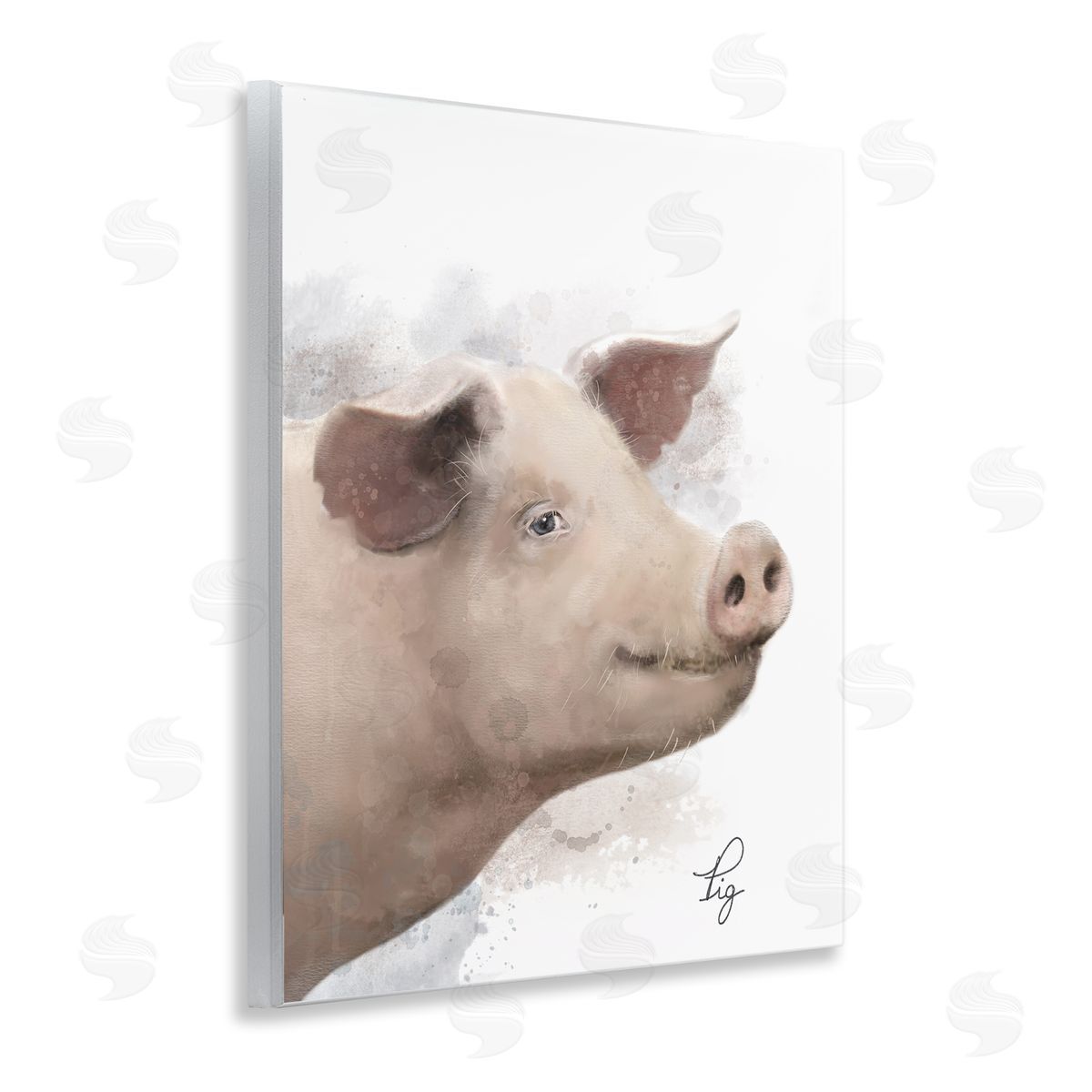 Matthew Piotrowicz Smiling Farm Pig Wooden Wall Plaque Art Print