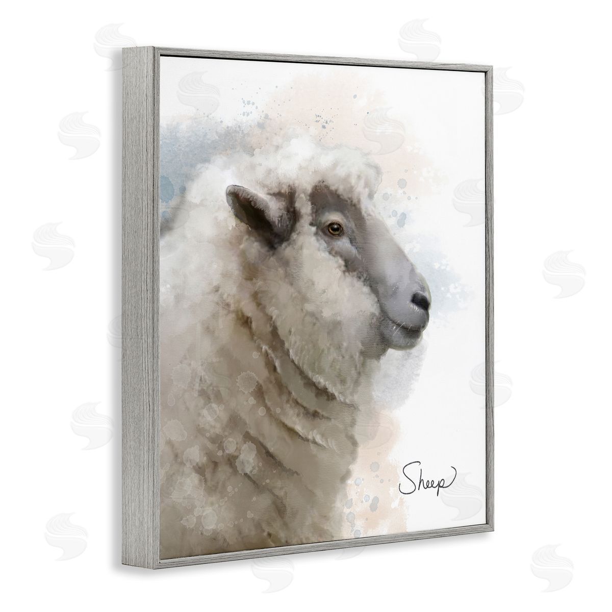 Matthew Piotrowicz Smiling Farm Sheep Gray Framed Giclee Wall Art Print