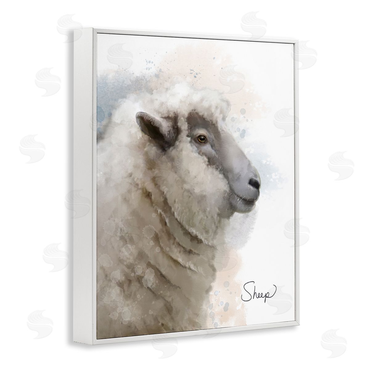 Matthew Piotrowicz Smiling Farm Sheep White Framed Giclee Wall Art Print