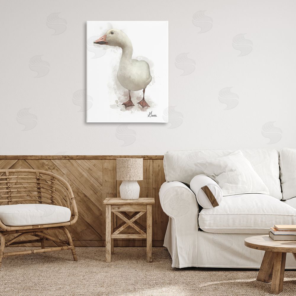 Matthew Piotrowicz White Farm Goose Canvas Wall Art Print in Room