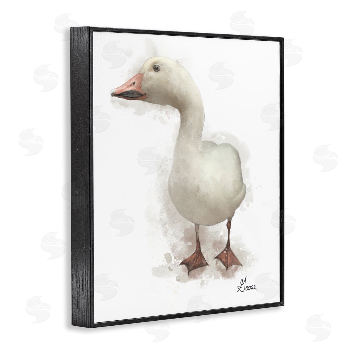 Matthew Piotrowicz White Farm Goose Black Framed Giclee Wall Art Print