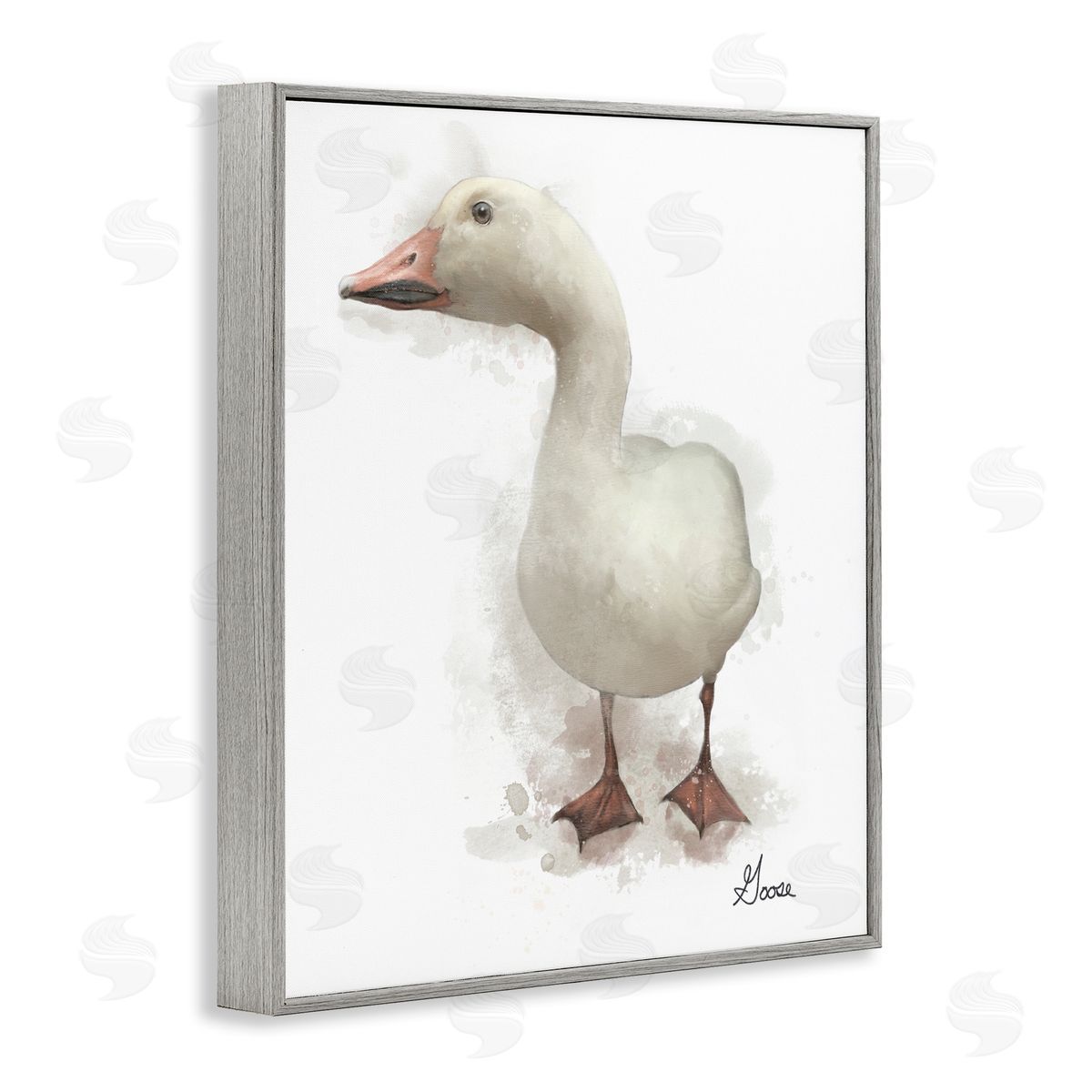 Matthew Piotrowicz White Farm Goose Gray Framed Giclee Wall Art Print