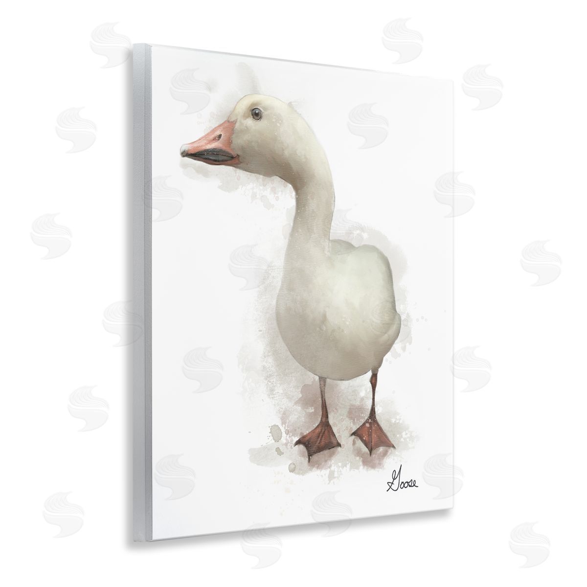 Matthew Piotrowicz White Farm Goose Wooden Wall Plaque Art Print