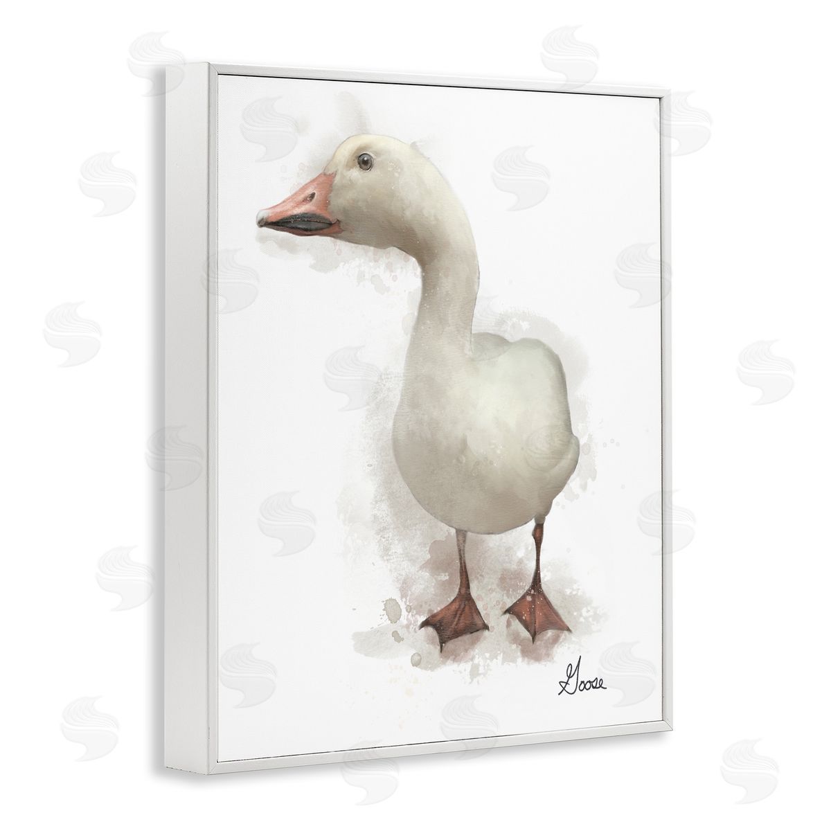 Matthew Piotrowicz White Farm Goose White Framed Giclee Wall Art Print