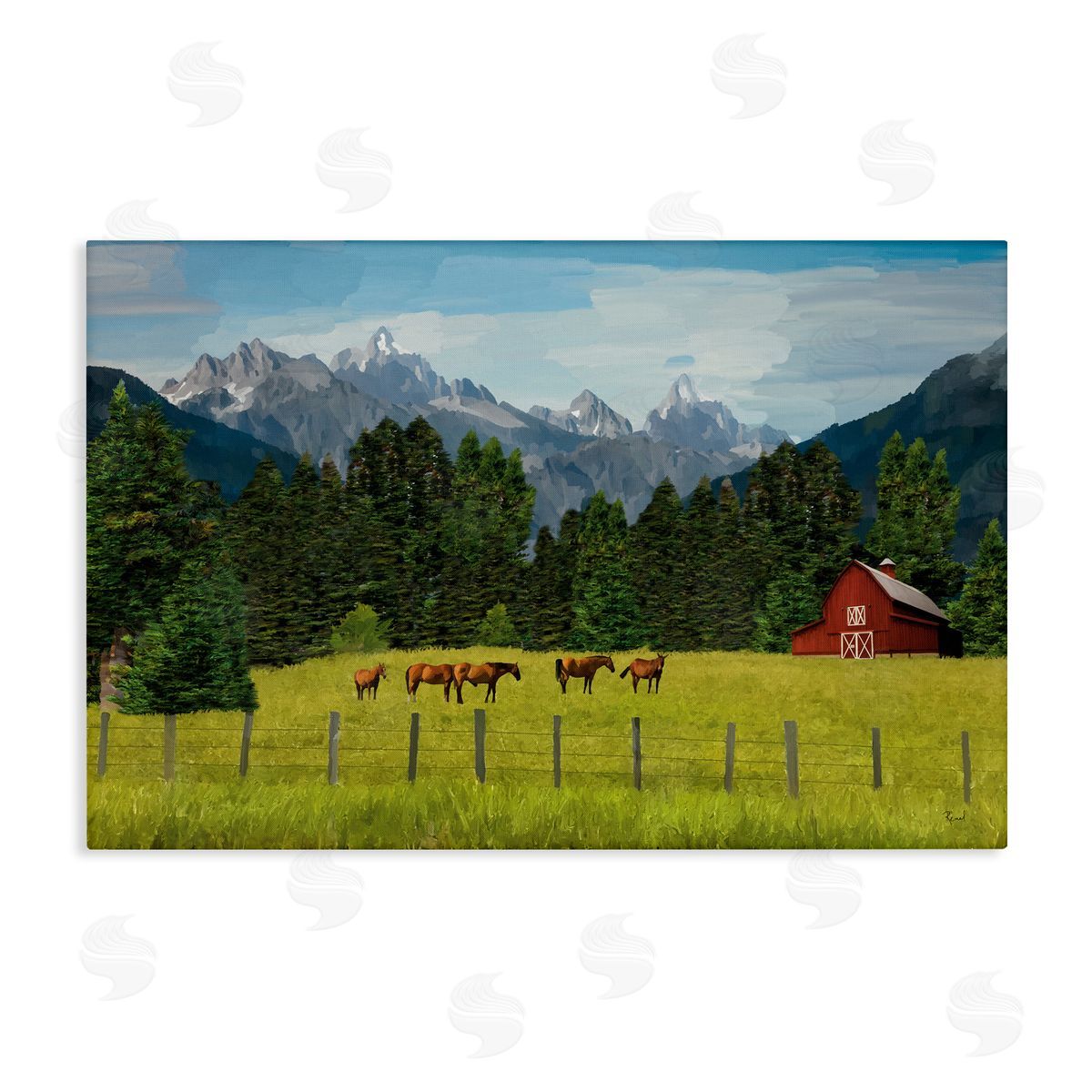 Lush Green Pasture Grazing Canvas Wall Art, Home Decor by Renel Peters