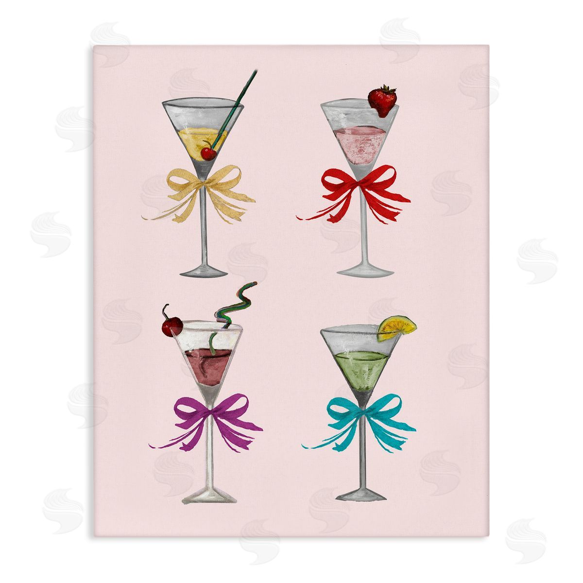 Patricia Pinto Cute Ribbon Cocktails Canvas Wall Art Print