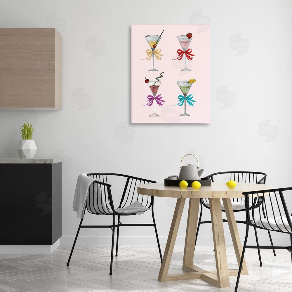 Patricia Pinto Cute Ribbon Cocktails Canvas Wall Art Print in Room