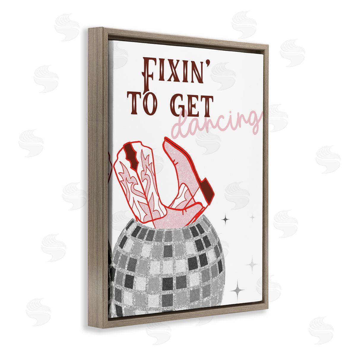 SunDance Group LLC Disco Cowgirl Dance Phrase Brown Floating Frame Canvas Wall Art Print