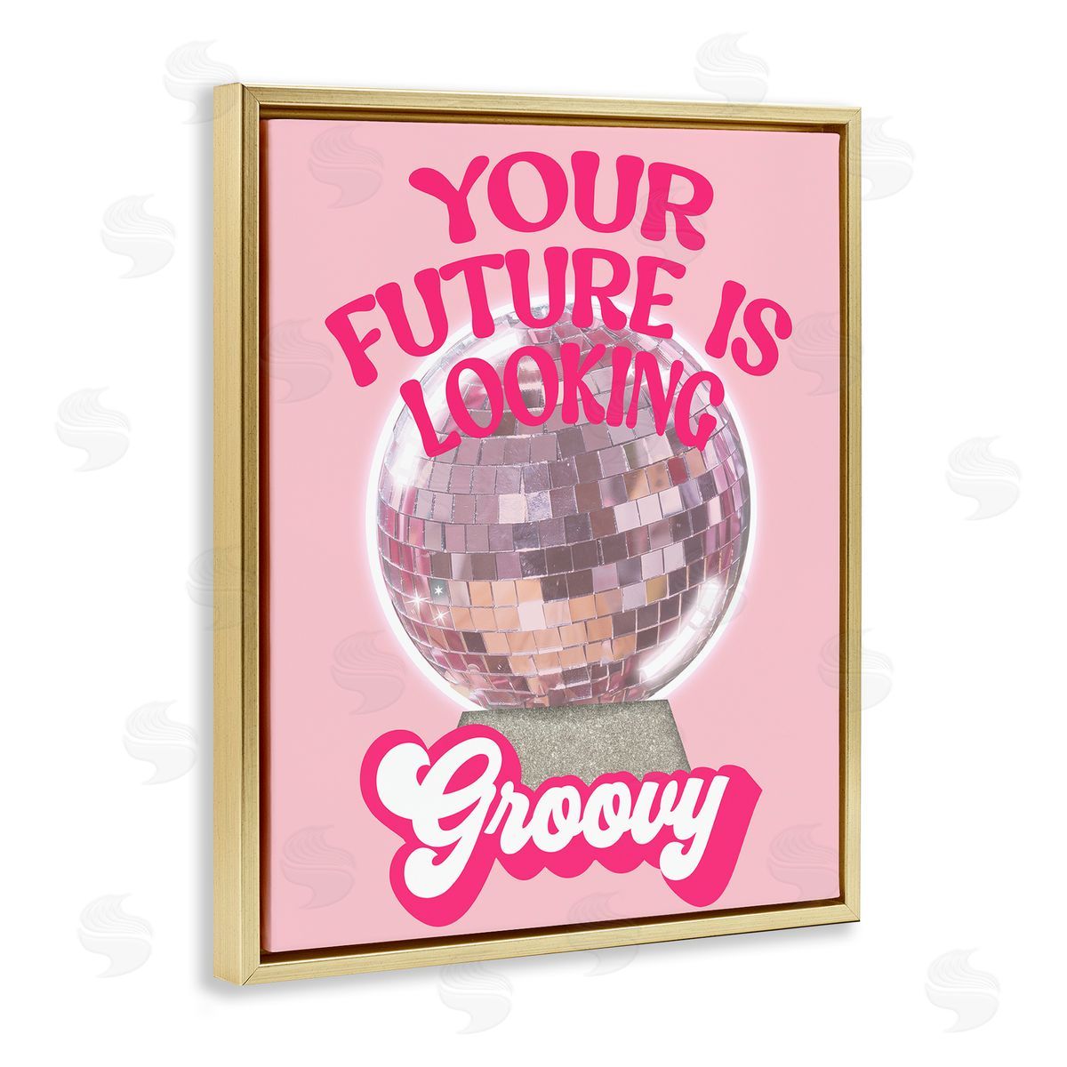 Anna Quach Future Looking Groovy Disco Gold Floating Frame Canvas Wall Art Print