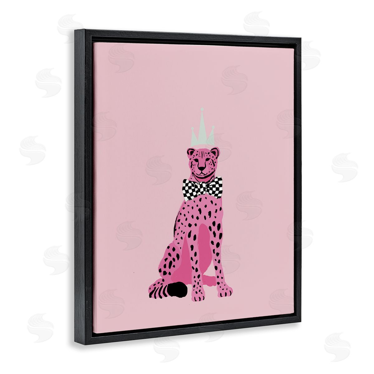Elizabeth Medley Pink Cheetah King Black Floating Frame Canvas Wall Art Print