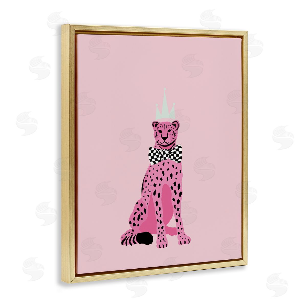 Elizabeth Medley Pink Cheetah King Gold Floating Frame Canvas Wall Art Print