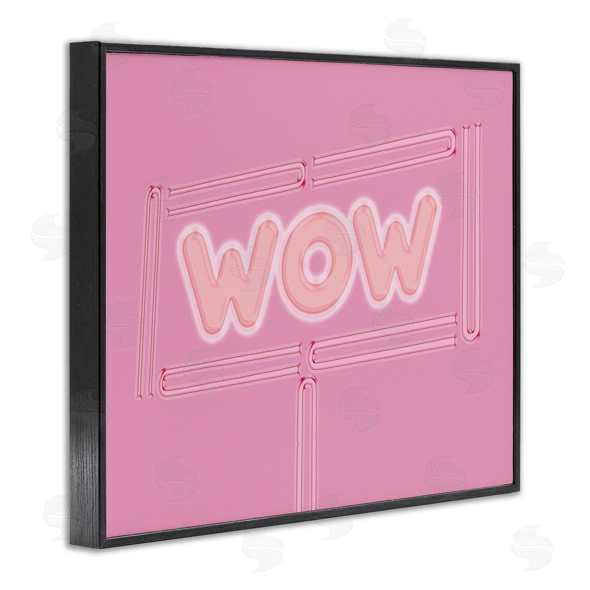SunDance Group LLC Wow Neon Lights Style Black Framed Giclee Wall Art Print