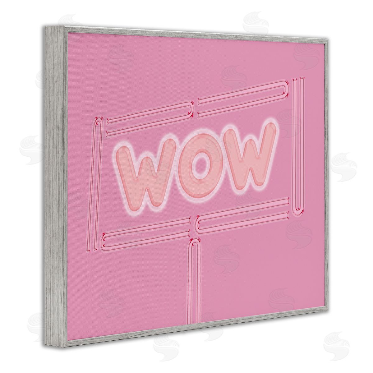 SunDance Group LLC Wow Neon Lights Style Gray Framed Giclee Wall Art Print