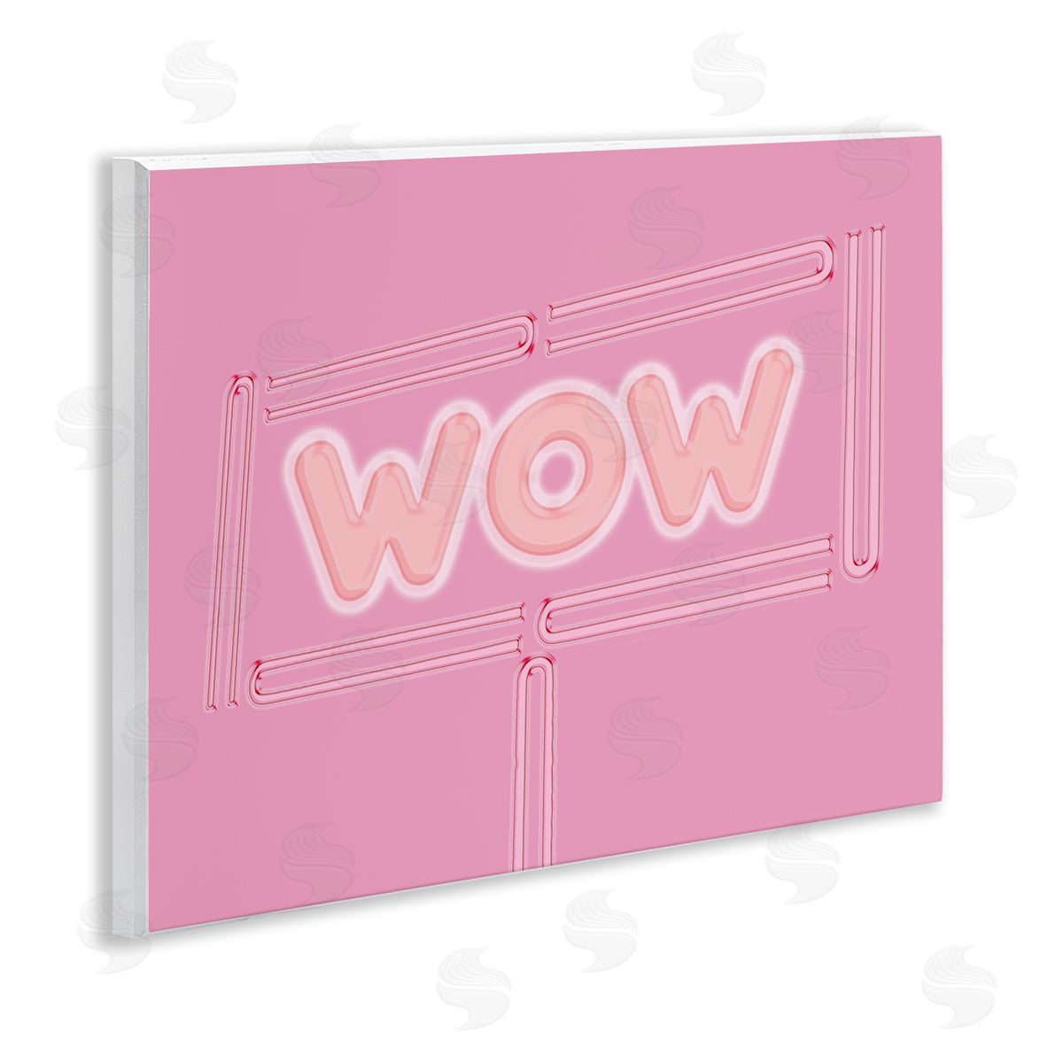 SunDance Group LLC Wow Neon Lights Style Wooden Wall Plaque Art Print