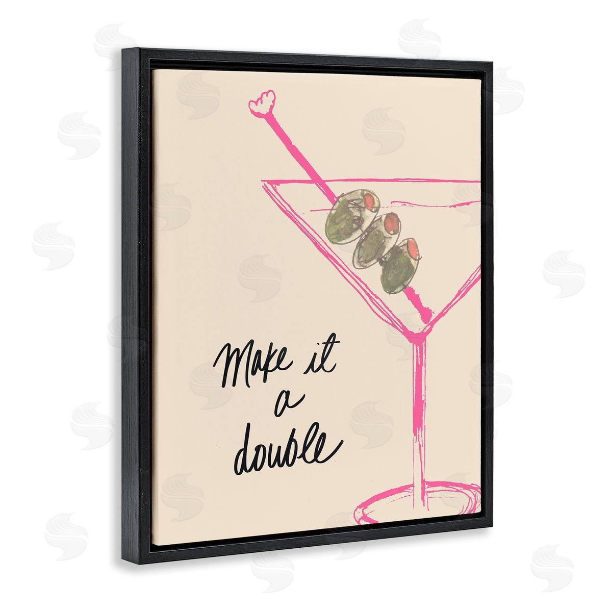 Kate Quattro Make It Double Martini Black Floating Frame Canvas Wall Art Print