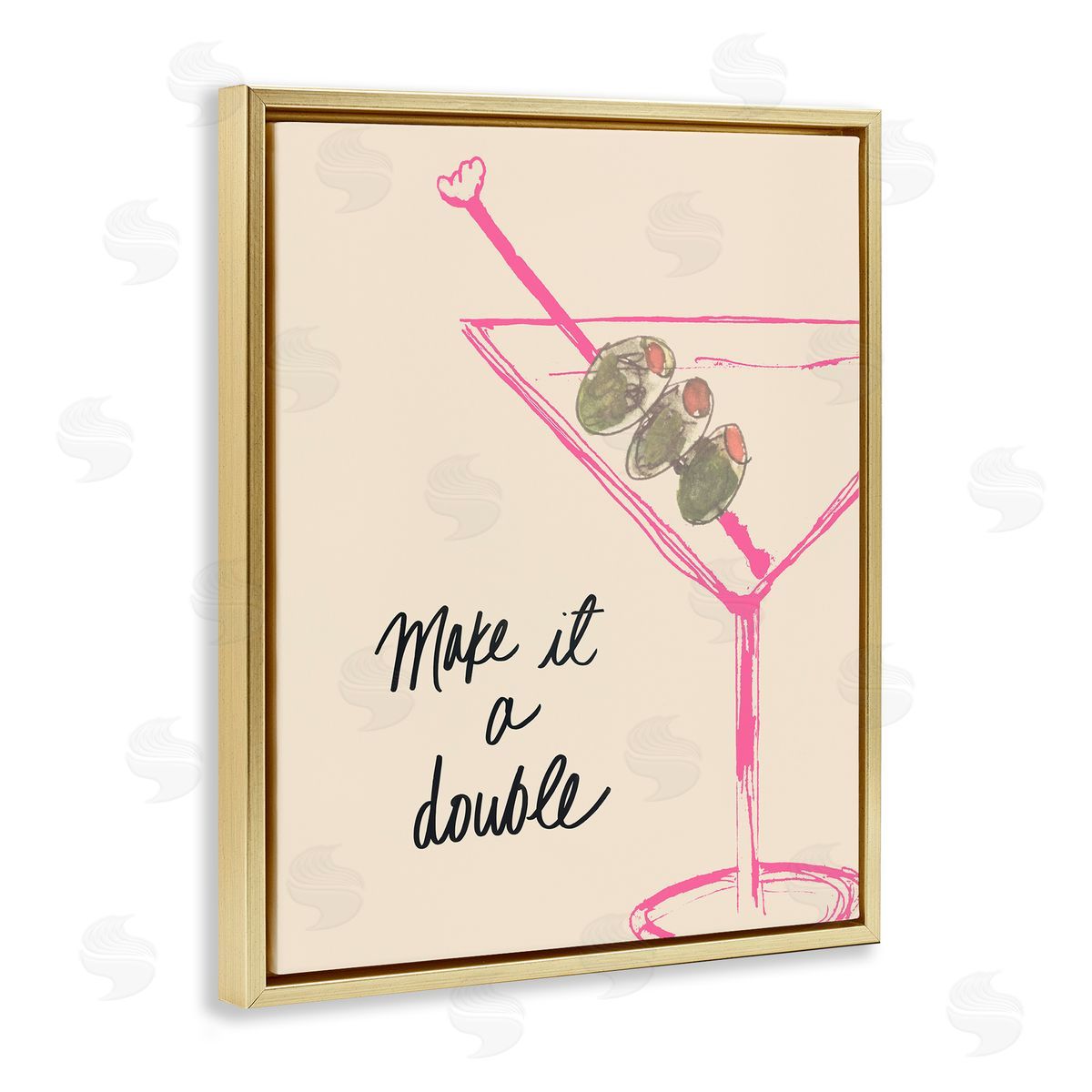 Kate Quattro Make It Double Martini Gold Floating Frame Canvas Wall Art Print