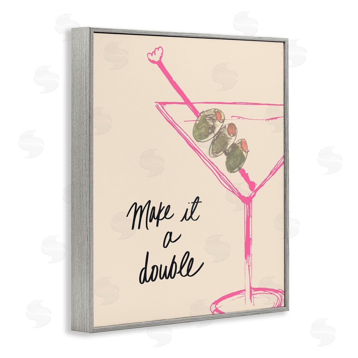 Kate Quattro Make It Double Martini Gray Framed Giclee Wall Art Print