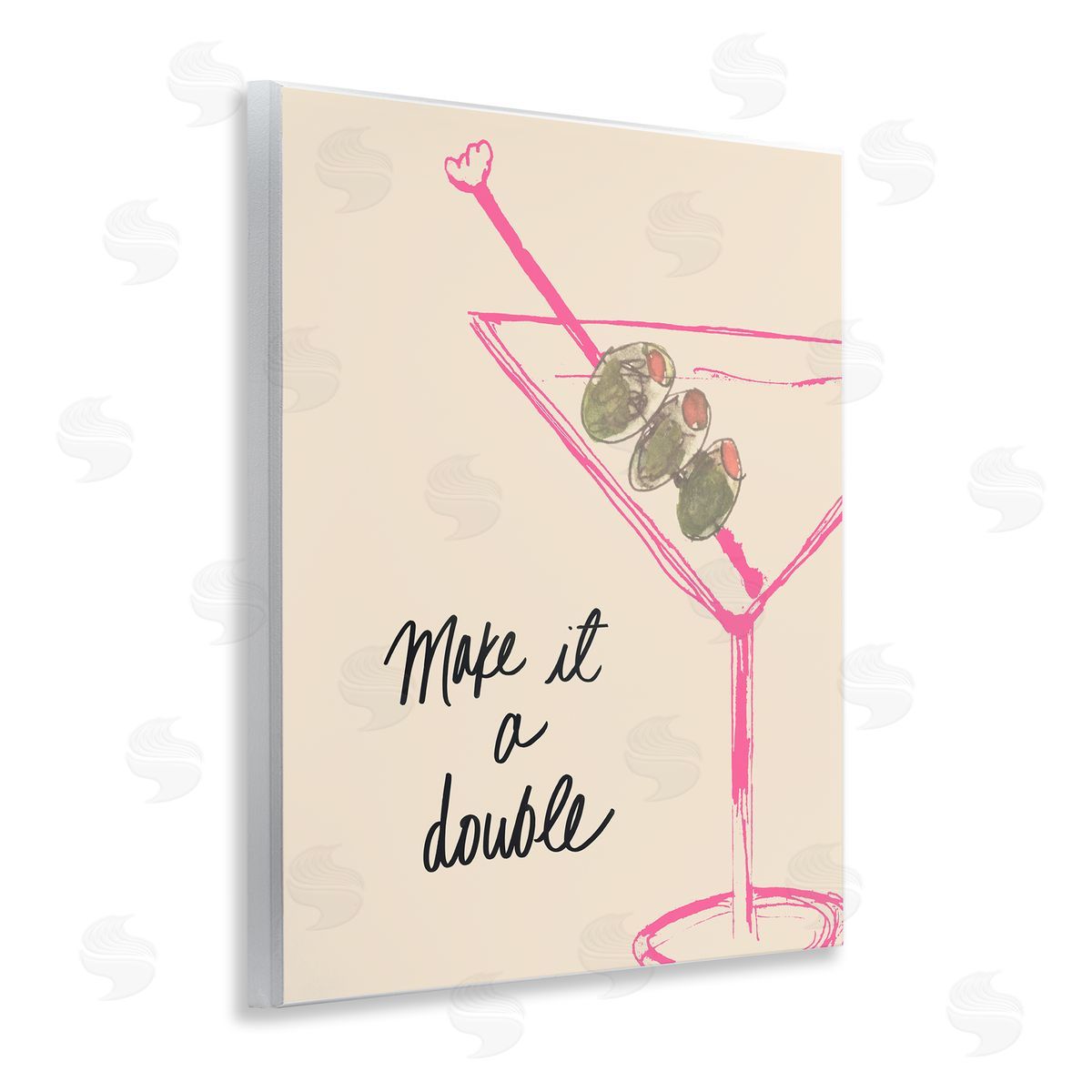 Kate Quattro Make It Double Martini Wooden Wall Plaque Art Print