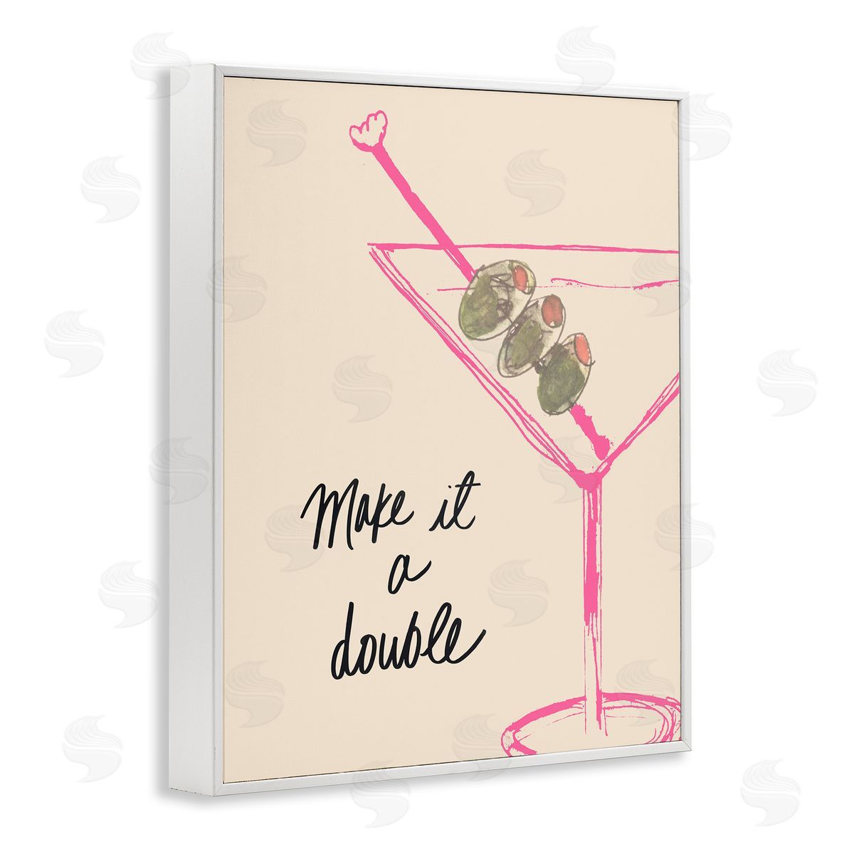 Kate Quattro Make It Double Martini White Framed Giclee Wall Art Print