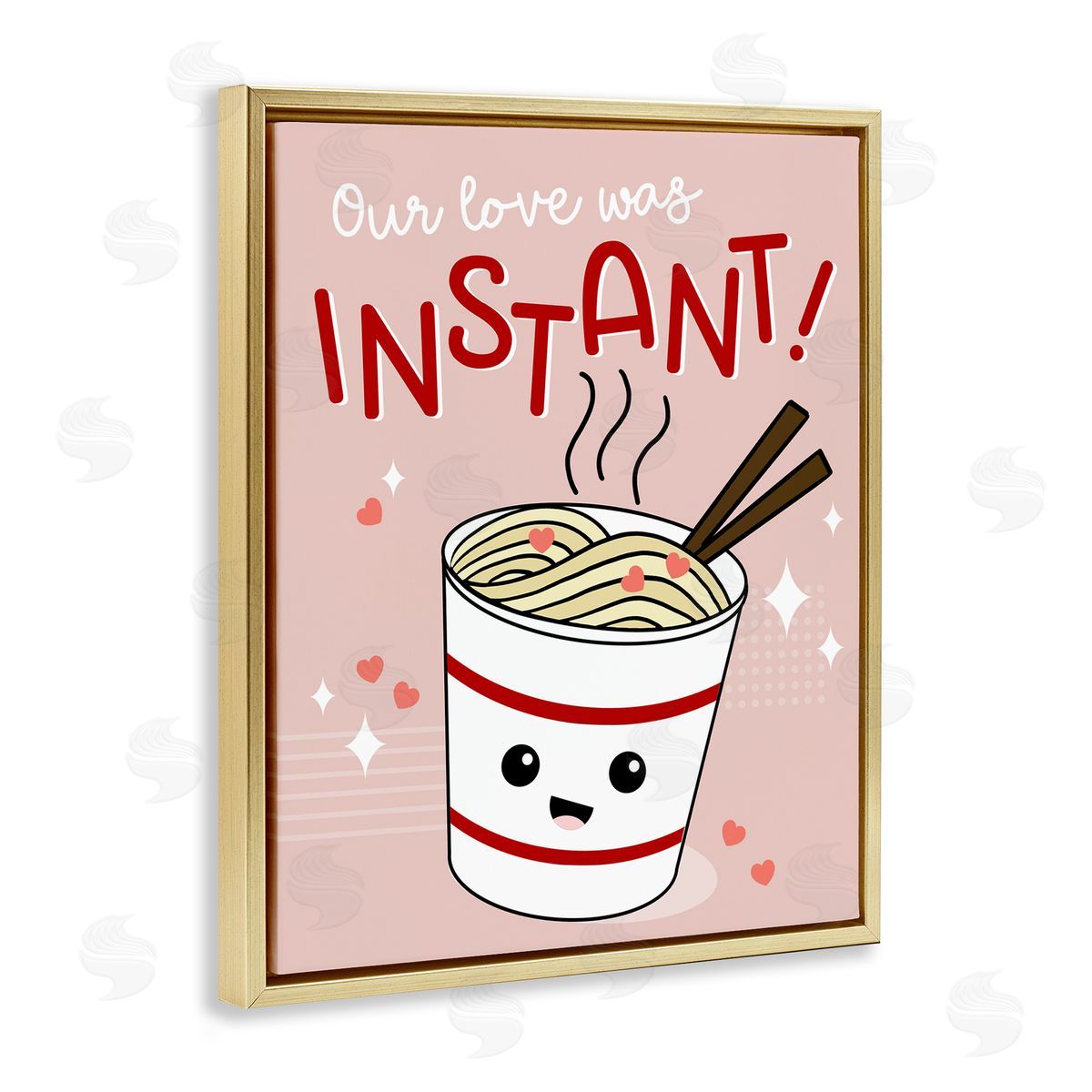 Anna Quach Love Was Instant Noodles Gold Floating Frame Canvas Wall Art Print
