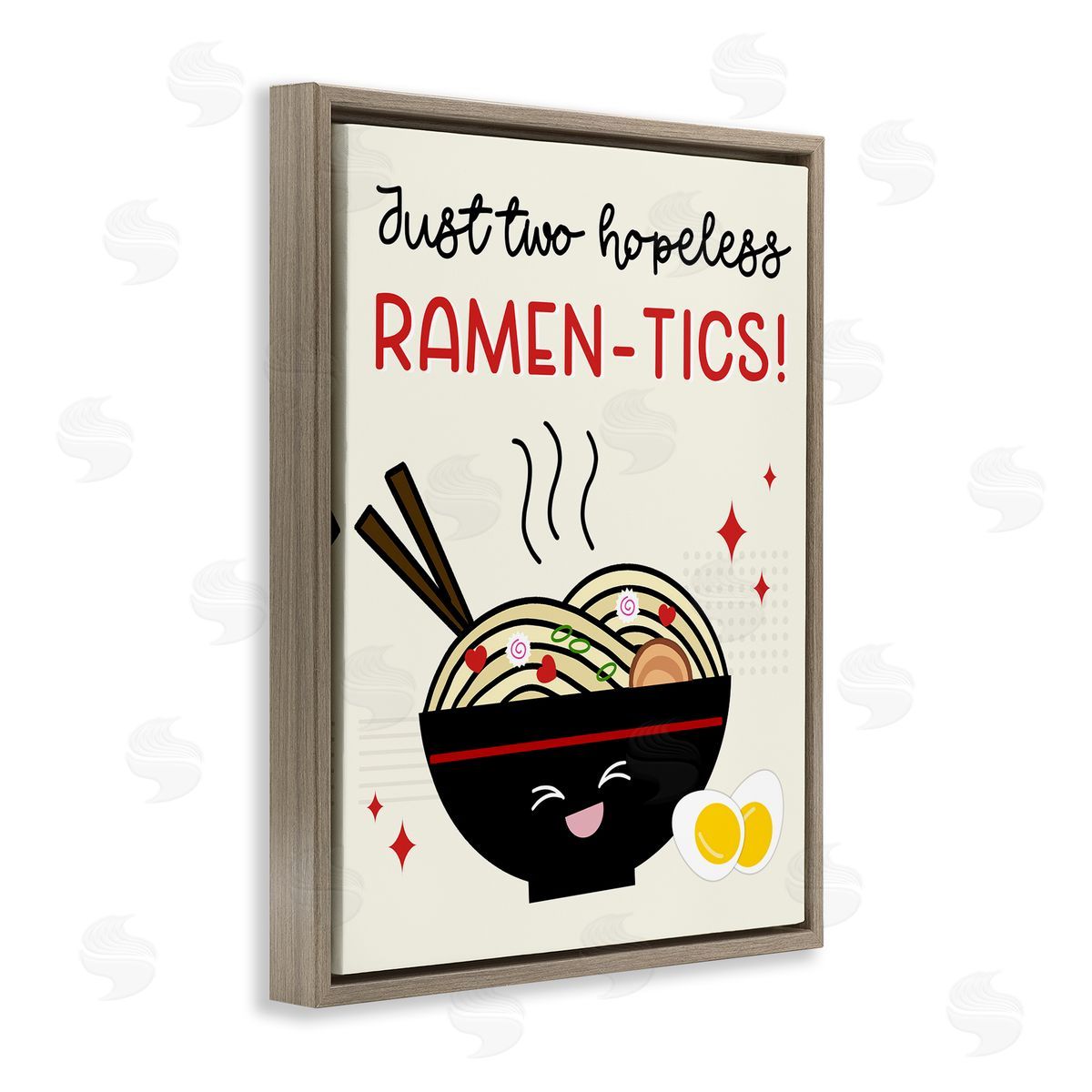 Anna Quach Two Hopeless Ramen-tics Brown Floating Frame Canvas Wall Art Print