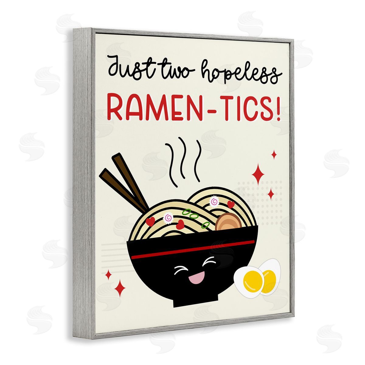 Anna Quach Two Hopeless Ramen-tics Gray Framed Giclee Wall Art Print